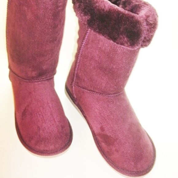 New Faux Fur Burgundy Boots Women’s 7 - Picture 3 of 8